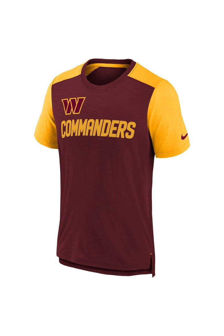 Youth Nike Heathered Burgundy/Heathered Gold Washington Commanders Colorblock Team Name T-Shirt, Alternate, color, Burgundy