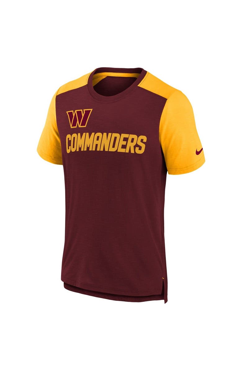 Nike Youth Nike Heathered Burgundy/Heathered Gold Washington Commanders Colorblock Team Name T-Shirt, Alternate, color, Burgundy