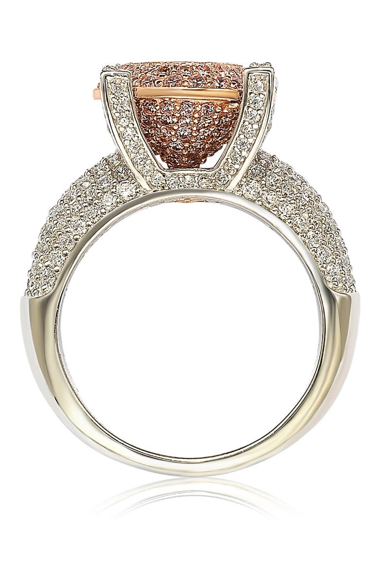 Sterling Silver & 14K Rose Gold Plated Pavé Pink CZ Ring, Alternate, color, PINK
