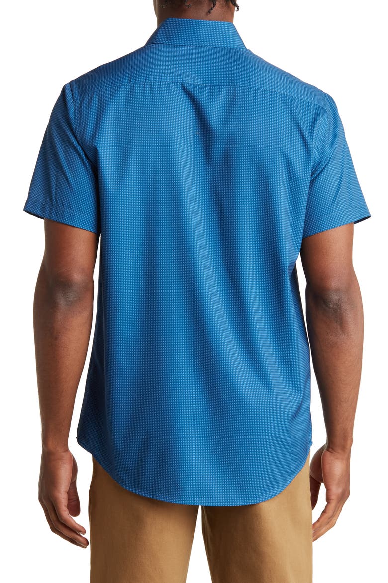 Slim Fit Performance Short Sleeve Button-Up Shirt, Alternate, color, BLUE