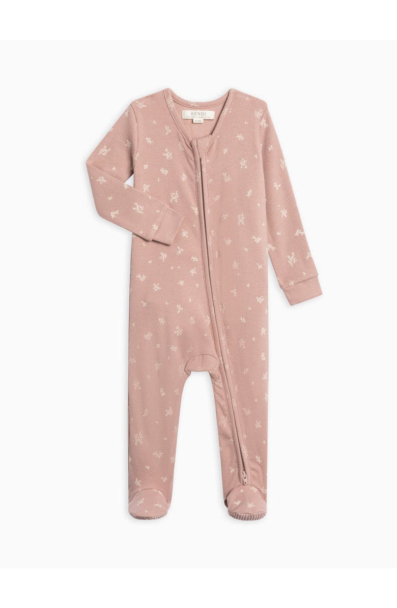 Kendi Kit Ribbed Zipper Sleeper, Main, color, Amaya Floral / Mauve