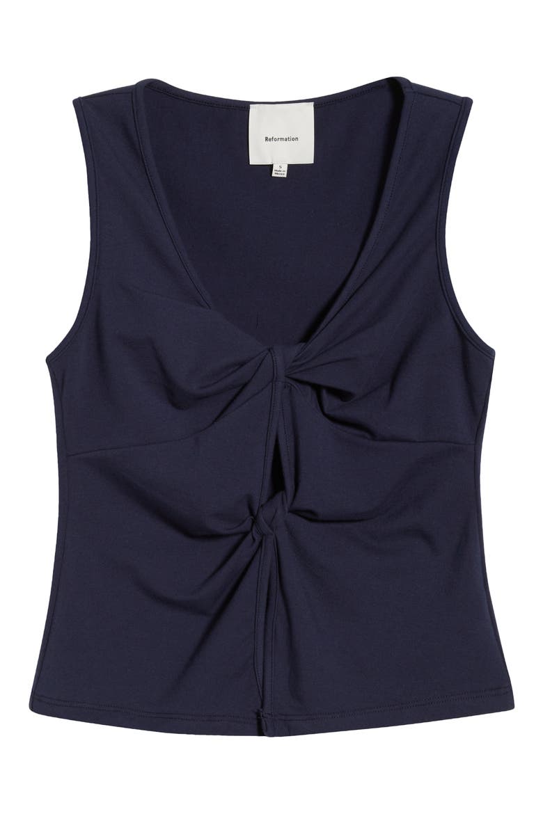 Tefi Twist Cutout Stretch Organic Cotton Tank, Alternate, color, MIDNIGHT