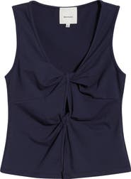 Reformation Tefi Twist Cutout Stretch Organic Cotton Tank