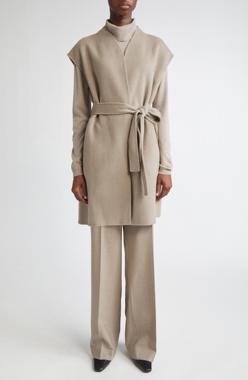 Lafayette 148 New York Belted Double Face Wool & Cashmere Open Front Vest In Neutral