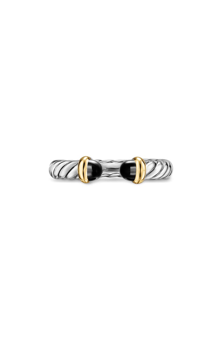 David Yurman Petite Cable Open Ring in Sterling Silver with 14K Yellow Gold, 3.4mm, Main, color, Black Onyx