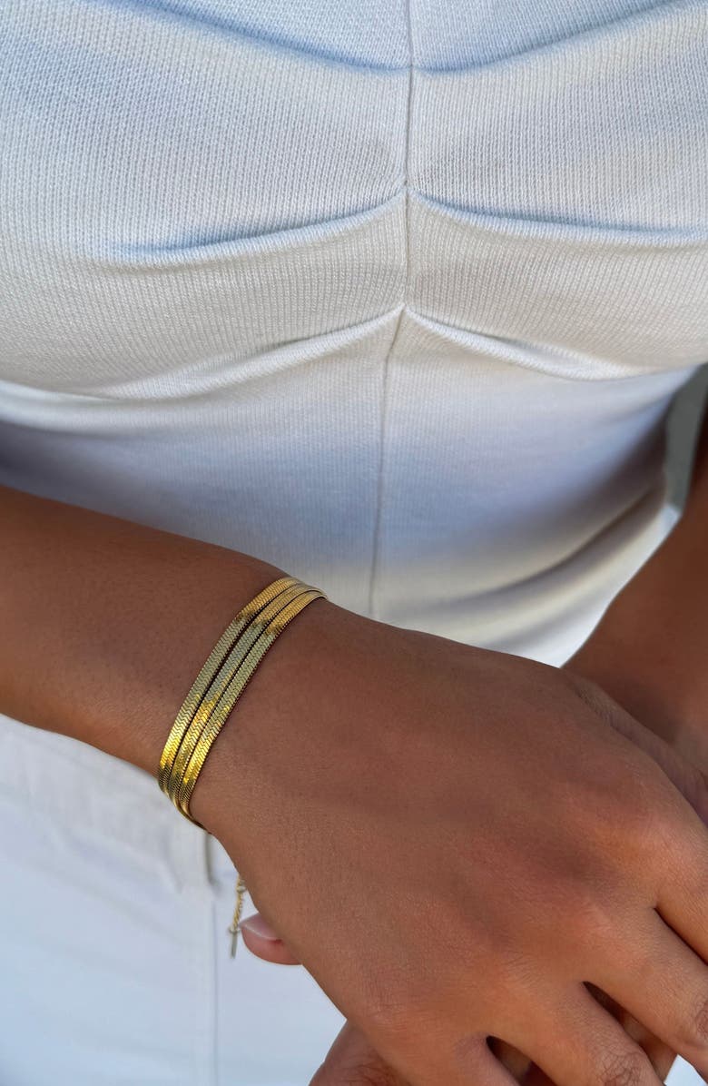 Adornia Herringbone Chain Bracelet, Alternate, color, Gold