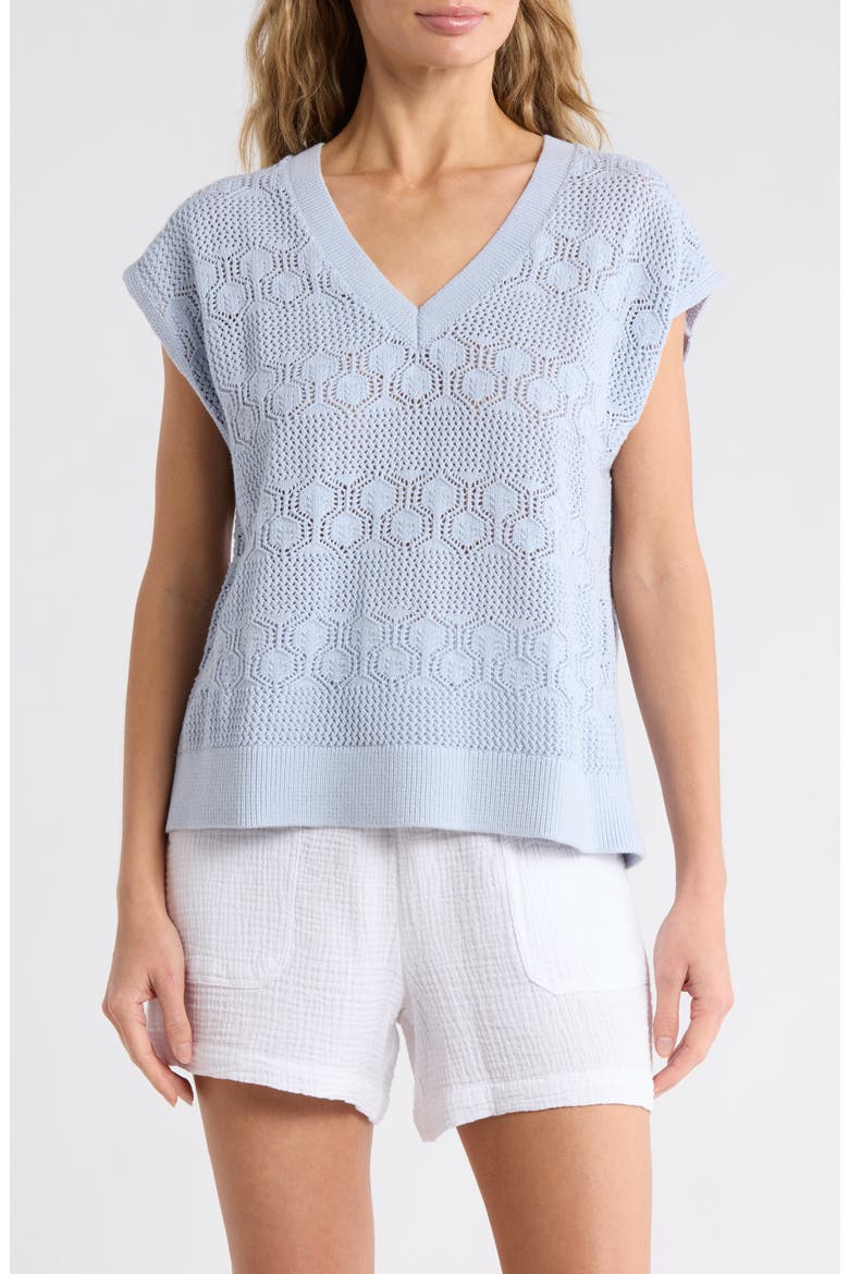Honore Short Sleeve Sweater, Main, color, COUNTRY AIR BLUE