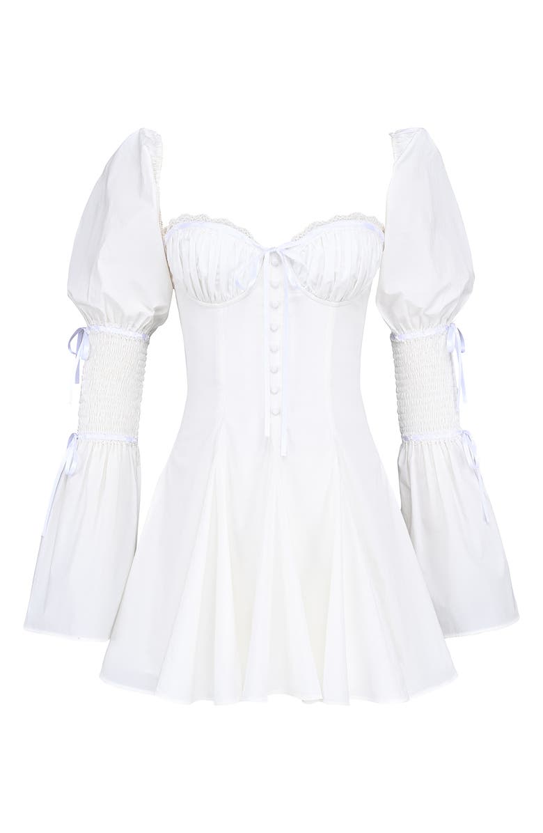 HOUSE OF CB Ellerie Long Sleeve Minidress, Main, color, White