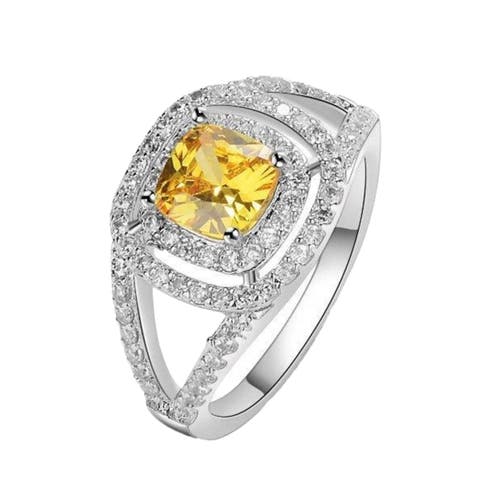 Citrine Ring with Crystal Accent Stones
