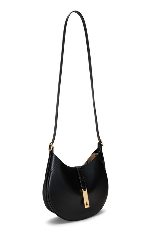 Polo Ralph Lauren Womens Black Polo Id Small Leather Shoulder Bag In Black