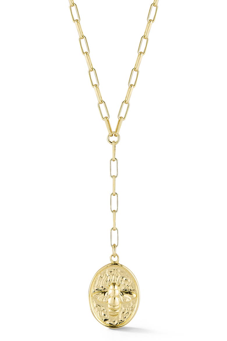 Bee Lariat Necklace, Main, color, GOLD
