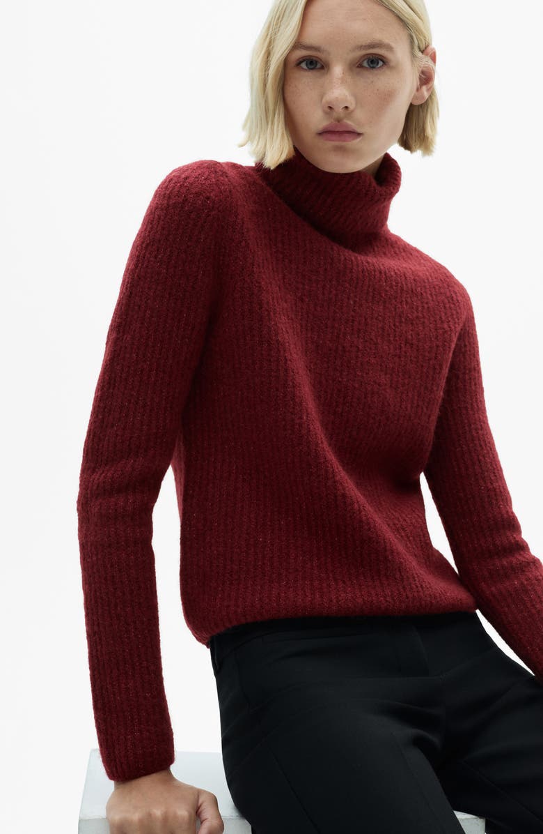 MANGO Rib Turtleneck Sweater, Alternate, color, 