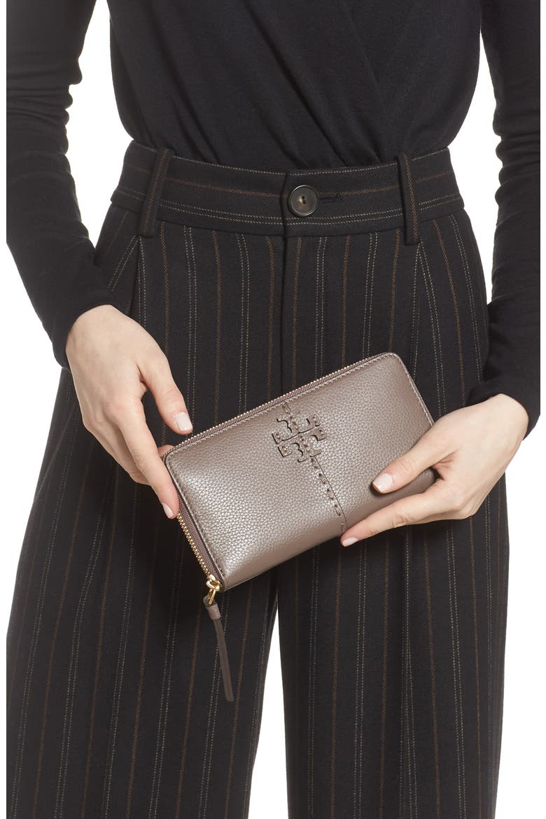 McGraw Leather Continental Zip Wallet, Alternate, color, SILVER MAPLE