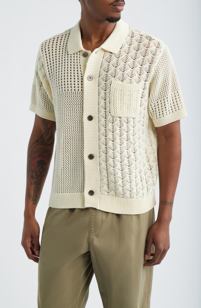 Obey Preston Short Sleeve Cardigan, Main, color, Natural