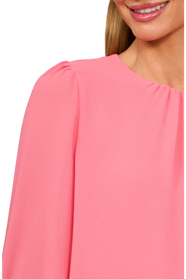 Ruffle Cuff Long Sleeve Georgette Top, Alternate, color, CONFETTI PINK