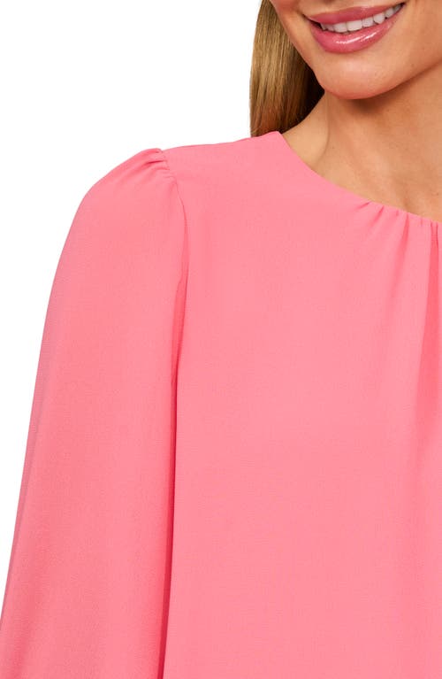 Cece Ruffle Cuff Long Sleeve Georgette Top In Confetti Pink