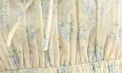 Lush Lace Strap Embroidered Eyelet Peplum Top In Multi