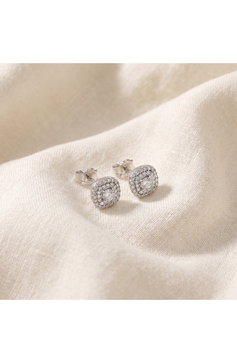 Bliss Diamond 1/2 Ct TDW Genuine Diamond Cushion Halo Studs 1/3", Alternate, color, Silver