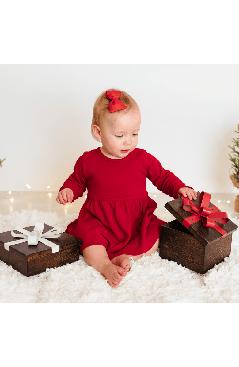 Finn + Emma Organic Twirl Dress I Scarlet Red for Baby or Toddler, Alternate, color, Scarlet Red