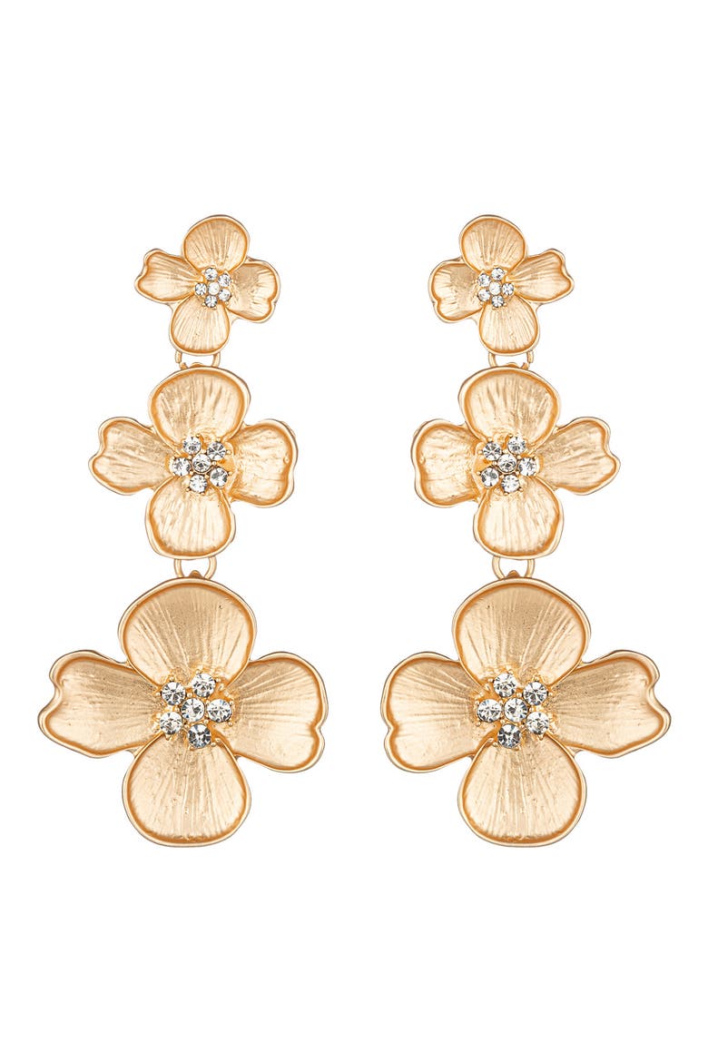 Lucia Daisy Drop Earrings, Main, color, GOLD