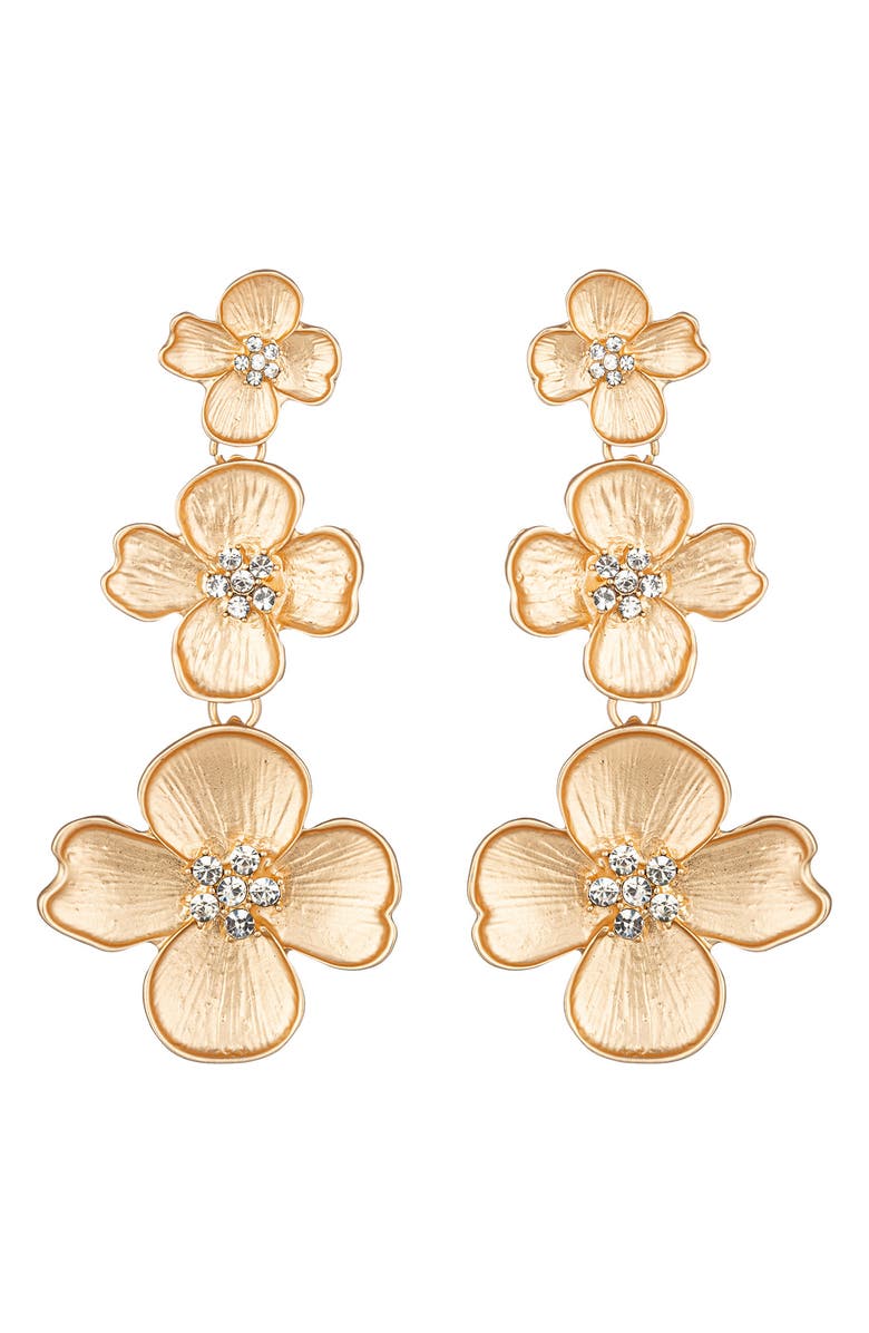 EYE CANDY LOS ANGELES Lucia Daisy Drop Earrings, Main, color, Gold