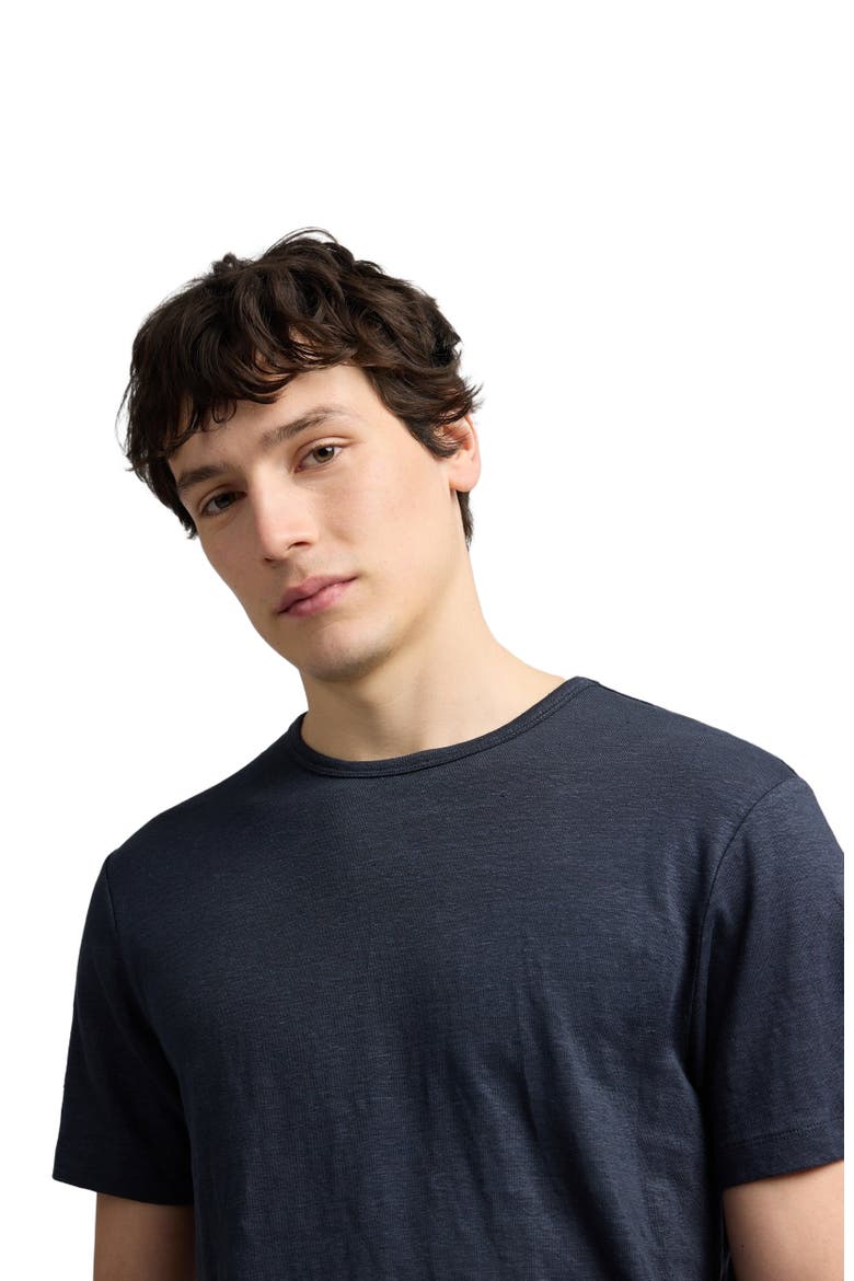 Stretch Linen Crewneck Short Sleeve Tee, Alternate, color, Midnight