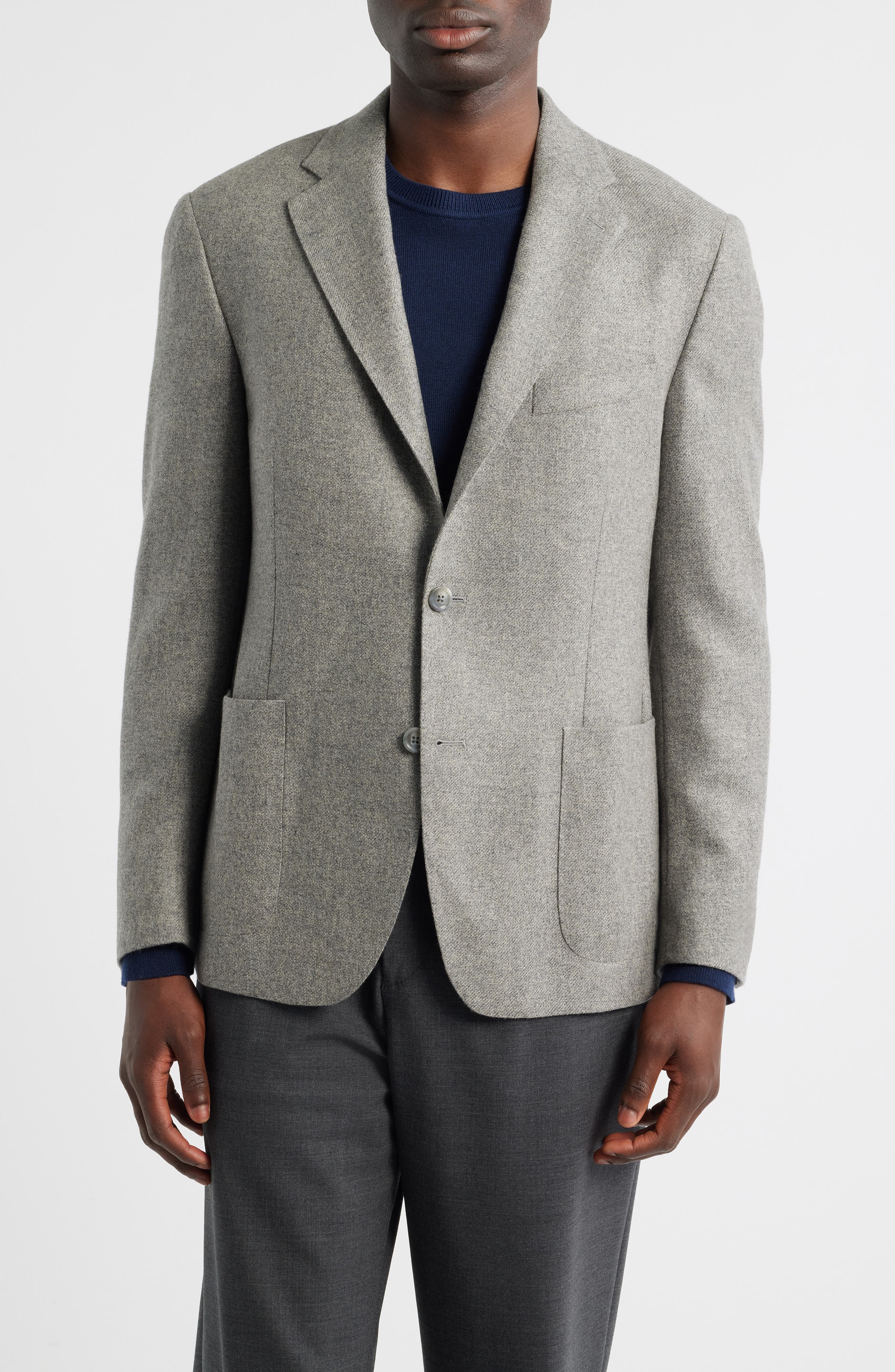 Vince Icon Relaxed Fit Heathered Grey Brushed Cashmere Sport Coat