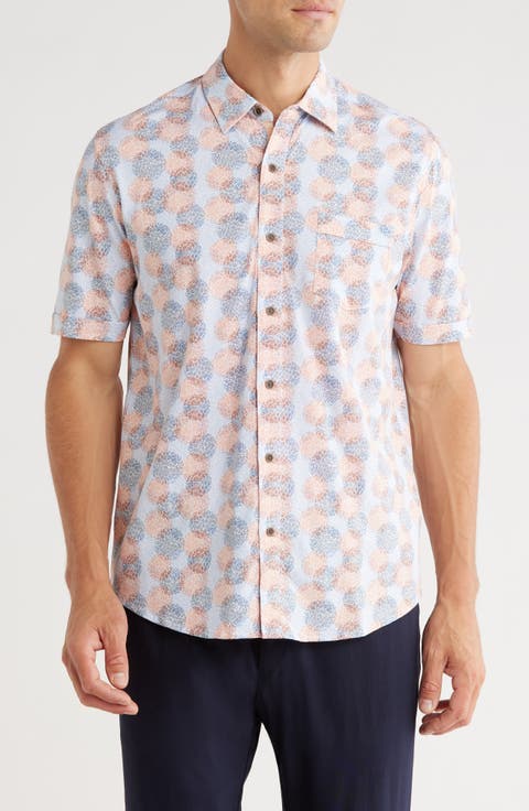 Regular Fit Short Sleeve Stretch Button-Up Shirt