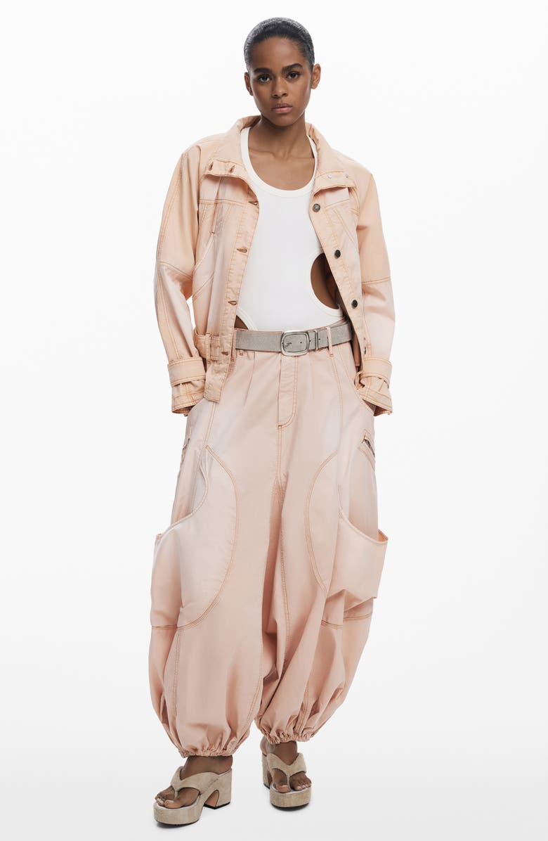 Desigual Belt Detail Cotton Jacket, Alternate, color, Pink