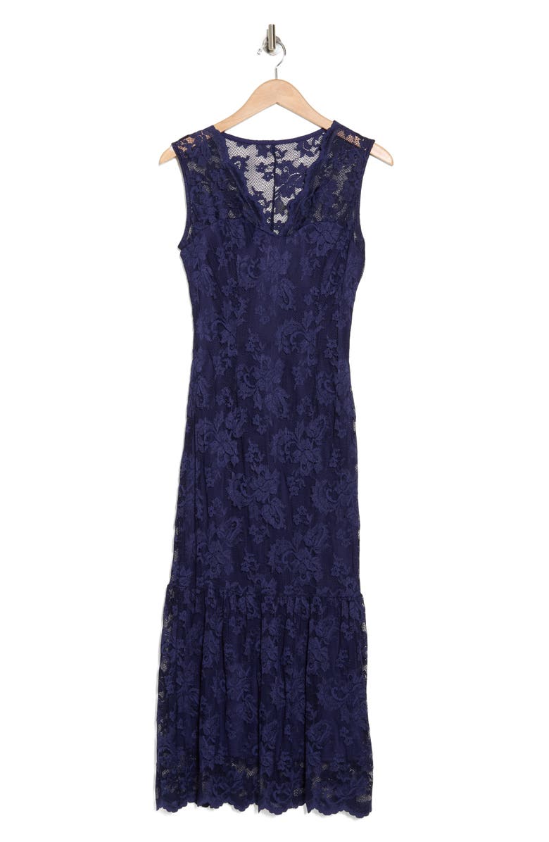 Marina Scallop Lace Sleeveless Midi Dress, Alternate, color, Navy