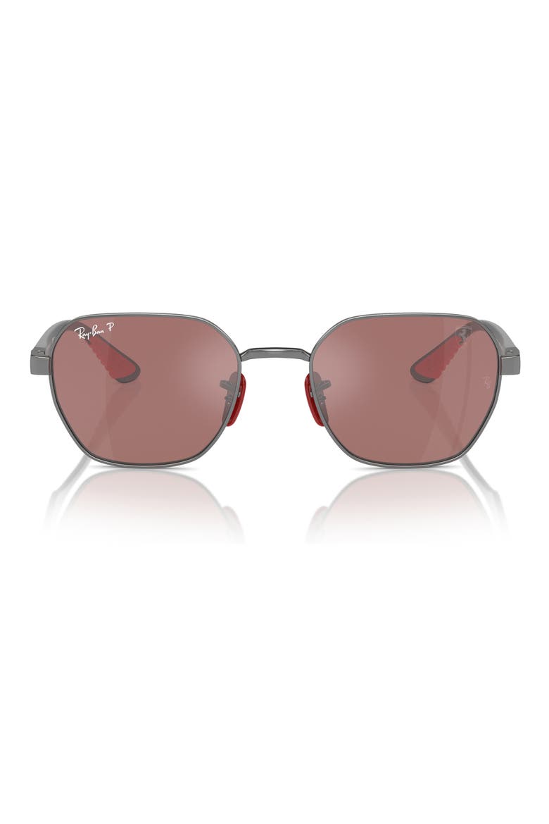 x Scuderia Ferrari 54mm Polarized Chromance Irregular Sunglasses, Main, color, GUNMETAL