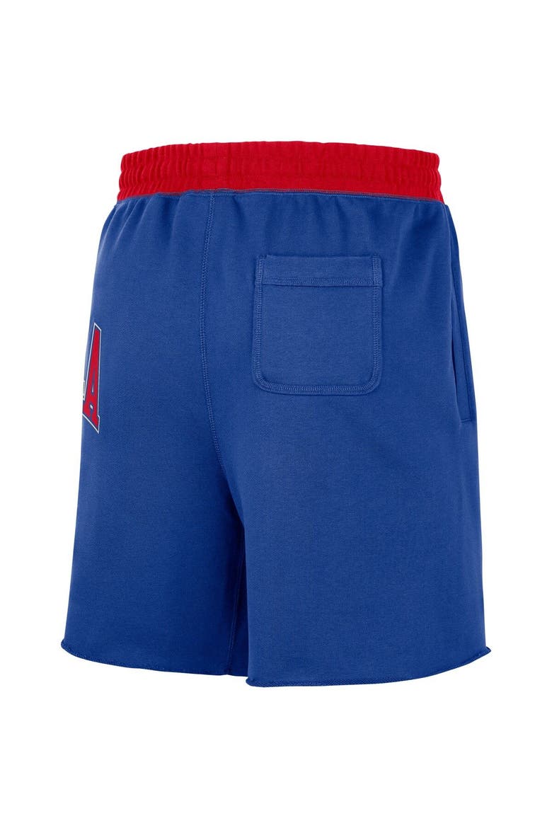 Men's Nike Royal Philadelphia 76ers 75th Anniversary Courtside Fleece Shorts, Alternate, color, Royal