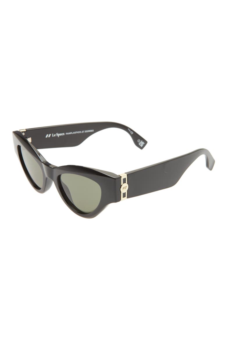 Fanplastico 50mm Small Cat Eye Sunglasses, Alternate, color, BLACK