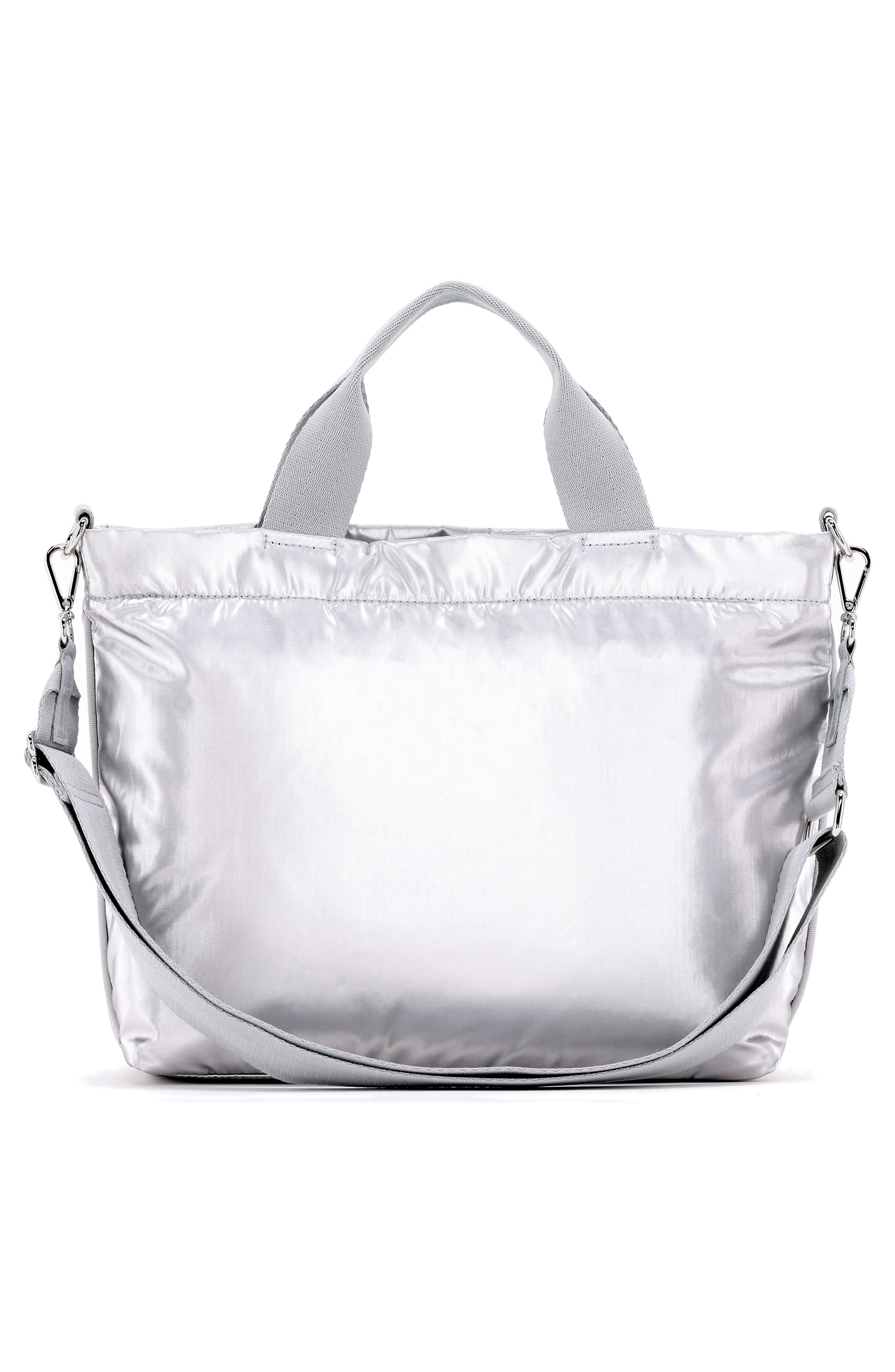 LeSportsac Small Convertible Zip Top Tote Bag, Alternate, color, Silver Shine L