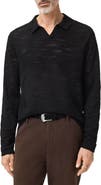John Varvatos Luciano Long Sleeve Johnny Collar Slub Wool Polo Sweater