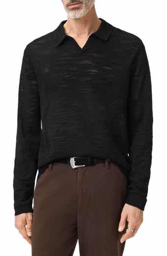 John Varvatos Luciano Long Sleeve Johnny Collar Slub Wool Polo Sweater