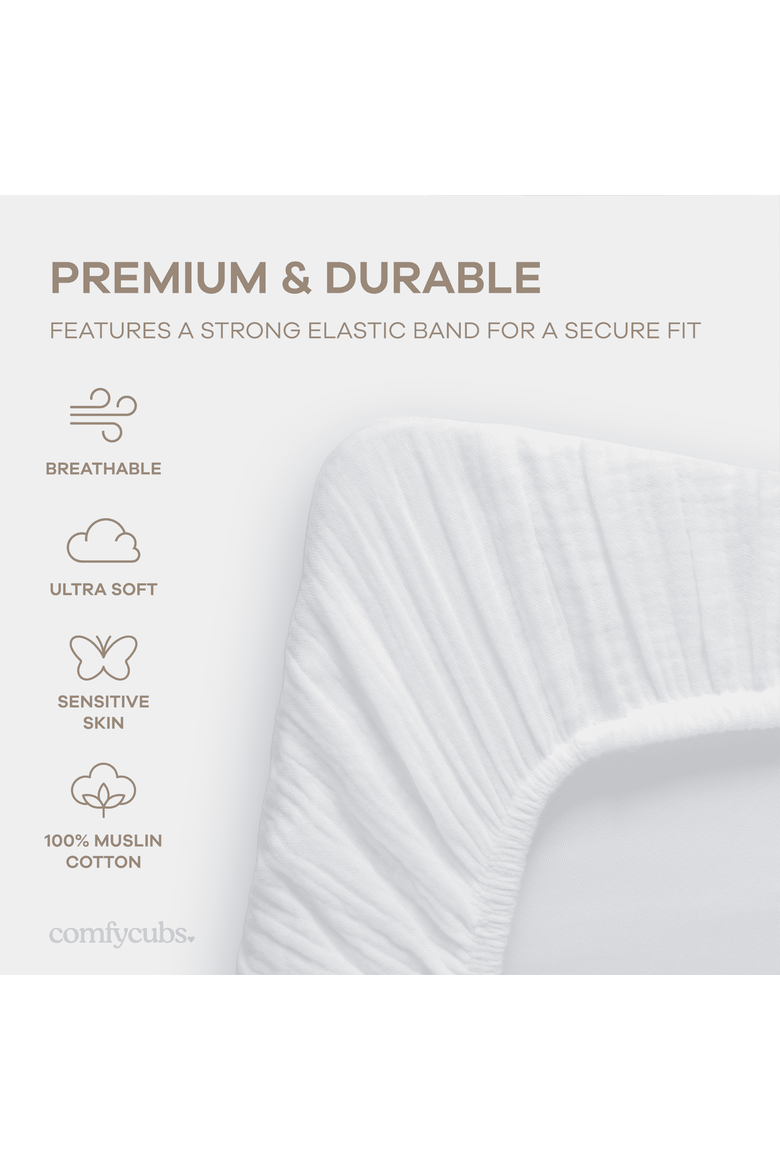 Muslin Cotton Bassinet Sheets, 1 Pack, Alternate, color, White