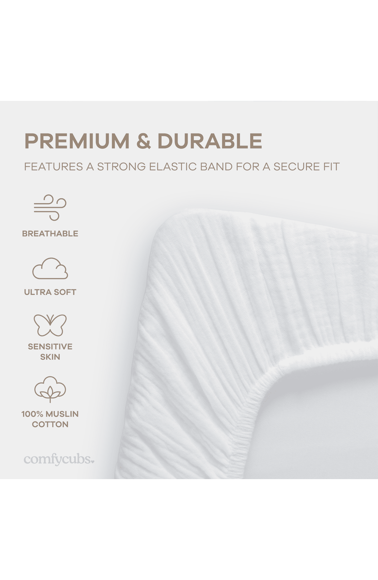 Comfy Cubs Muslin Fitted Bassinet Crib Sheet, Alternate, color, White