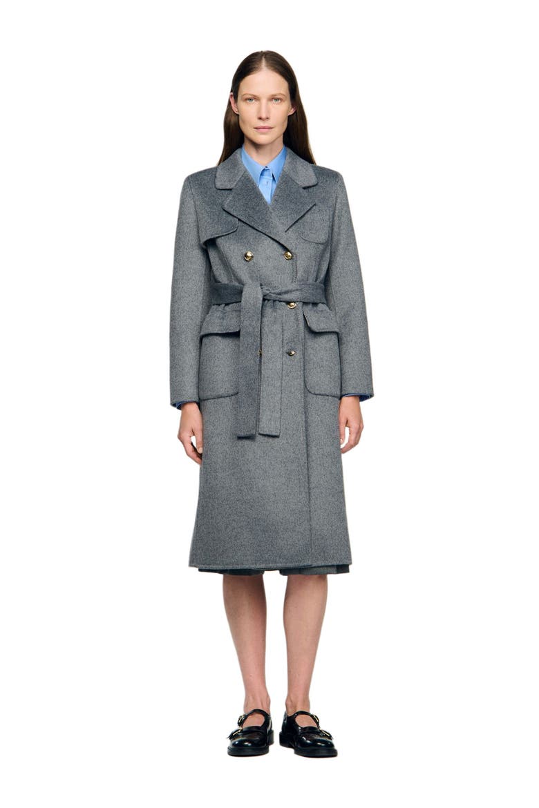 Double-faced check coat, Main, color, Grey