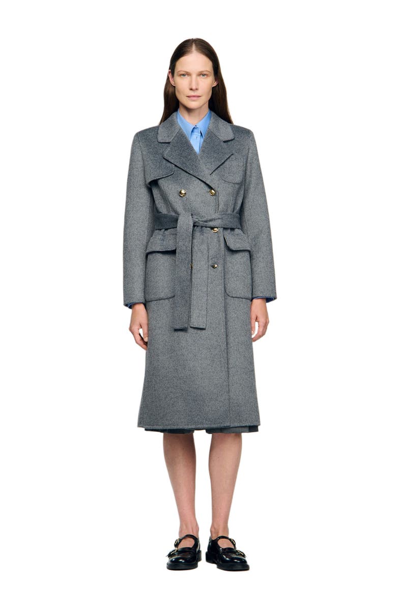 SANDRO Double-faced check coat, Main, color,