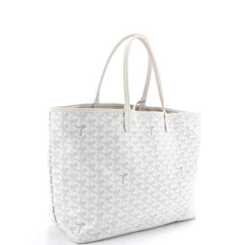 Pre-owned Goyard Goyard Saint Louis Tote Coated Canvas Pm In White