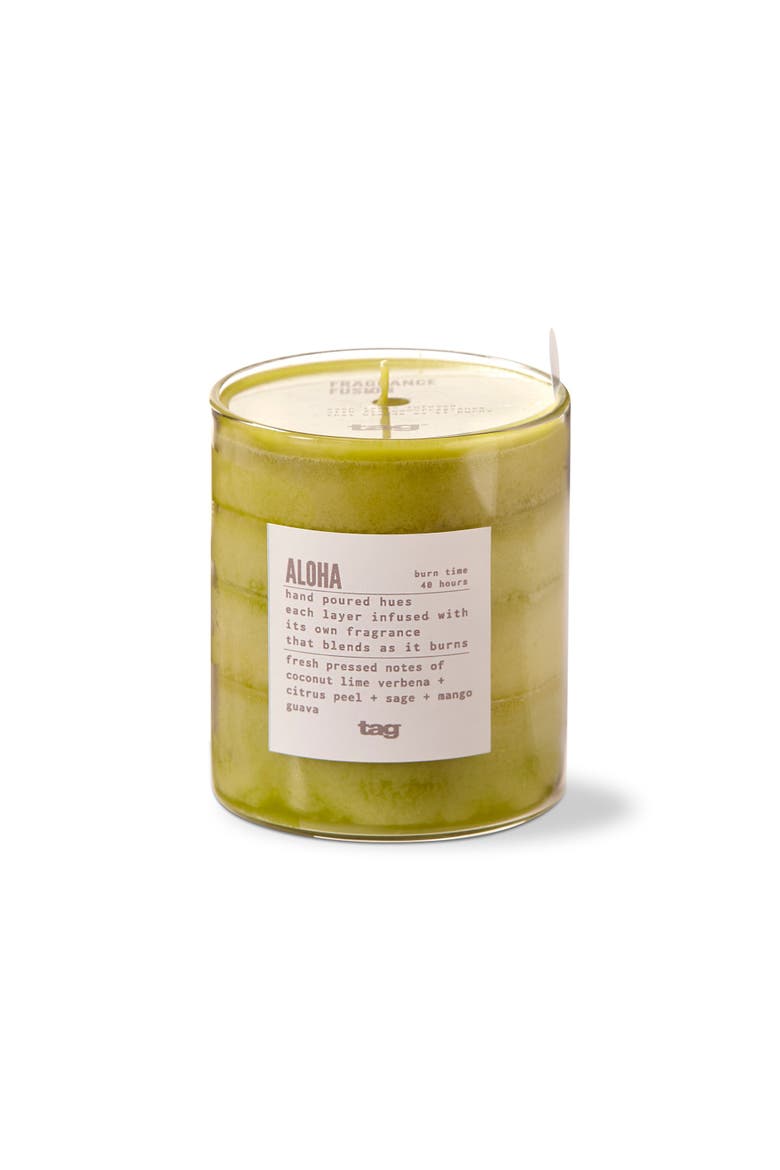 Fragrance Fusion Aloha Flame Scented Jar Candle Green Wax, Main, color, Green