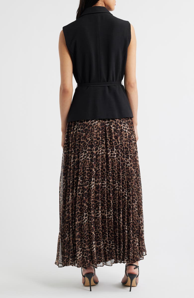 Julia Jordan Faux Two-Piece Sleeveless Belted Maxi Dress, Alternate, color, Black Brown