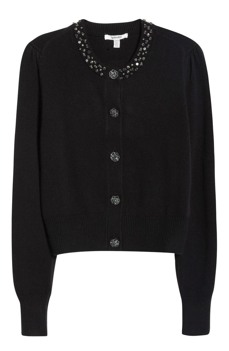 Splendid Montana Crystal Embellished Cardigan, Alternate, color, Black