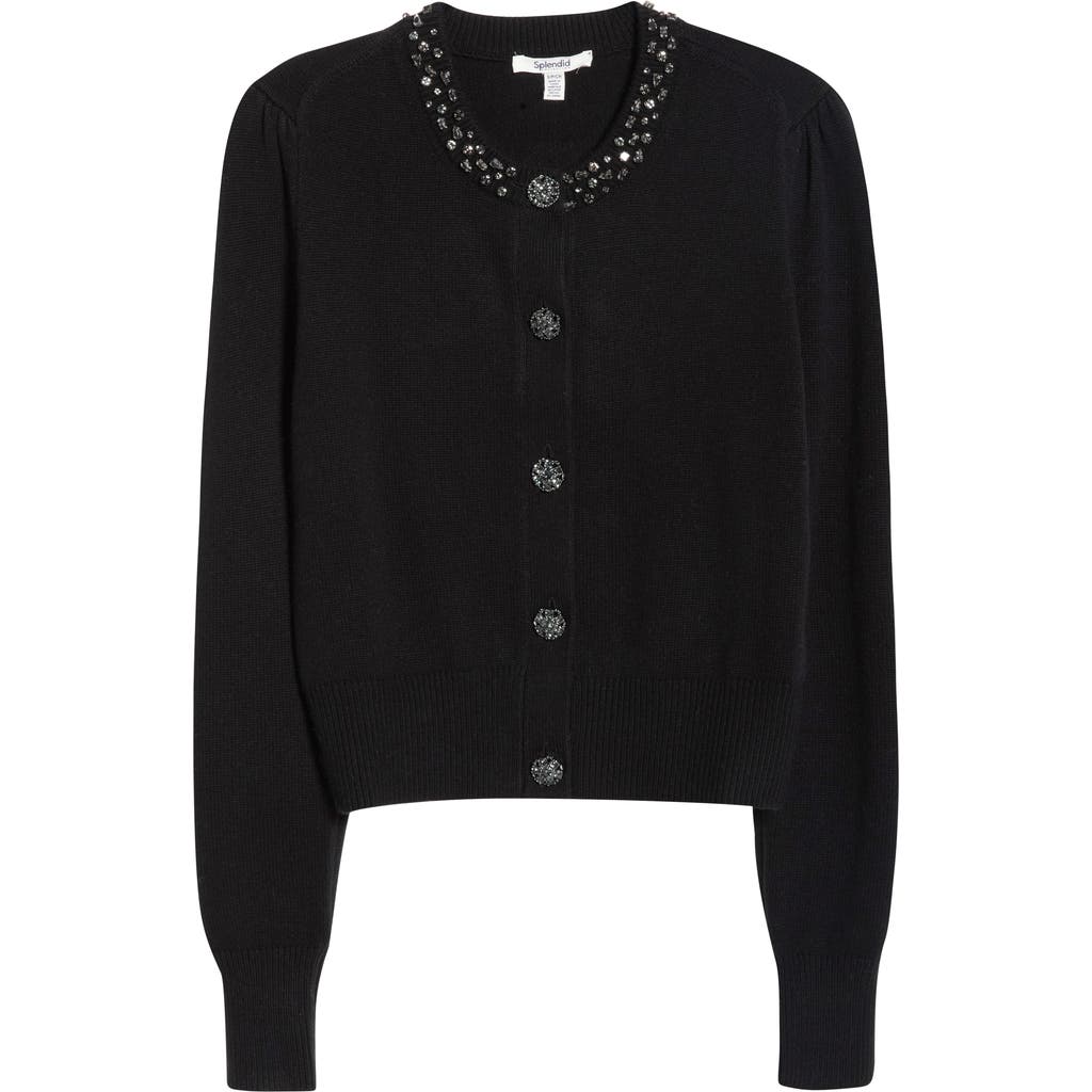 Splendid Montana Crystal Embellished Cardigan In Black