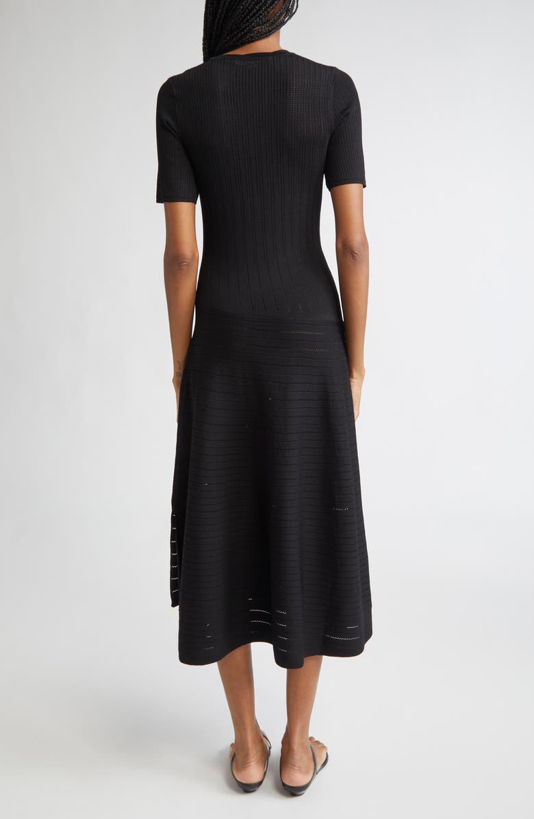 Jason Wu Collection Mixed Stitch Asymmetric Midi Sweater Dress, Alternate, color, Black