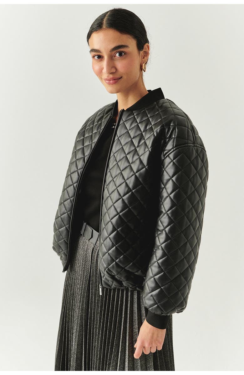 Exquise Dulce Quilted Faux Leather Jacket, Alternate, color, Black