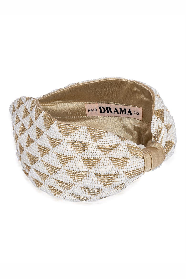 Selene Knotted Hair Band - White & Gold, Alternate, color, Ivory