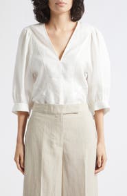 Reiss Evie Linen V-Neck Top