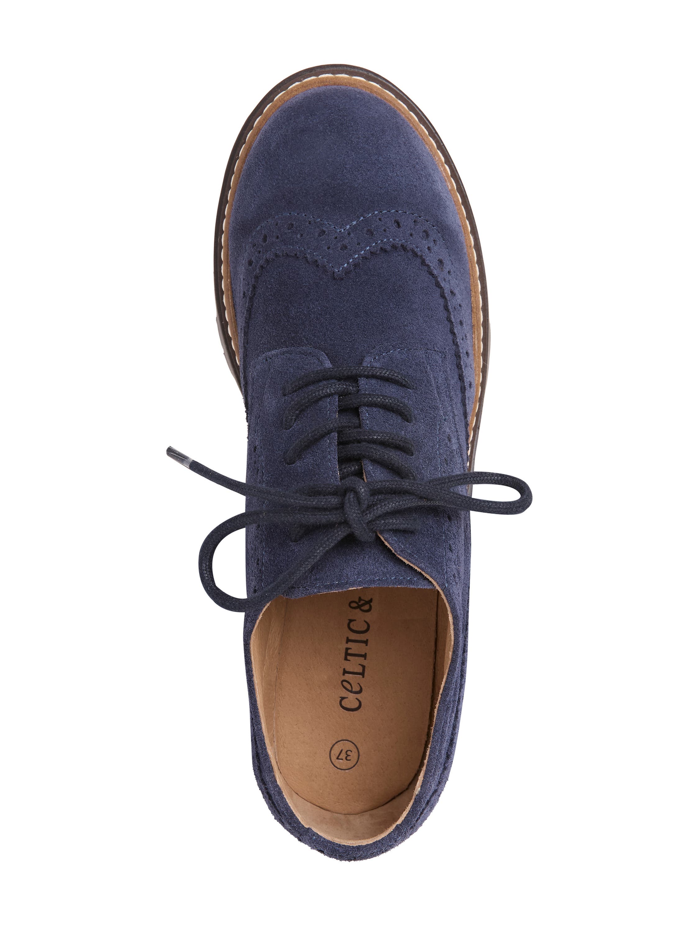 Celtic & Co. Chunky Brogue Shoe, Alternate, color, Navy